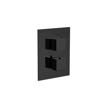 Quadro Thermostatic Valve With 2 Way Diverter Volume Control Matt Black