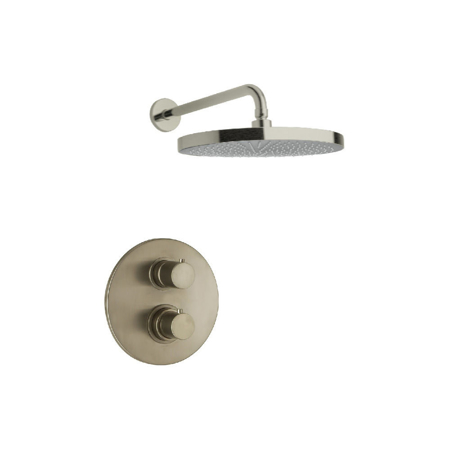 Oden Thermostatic Shower With 3/4" Ceramic Disc Volume Control, 3-Way Diverter and 4 Body Jets in Brushed gold