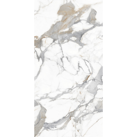 Calacatta Carrara 24'' x 48'' Glossy White Porcelain Tile