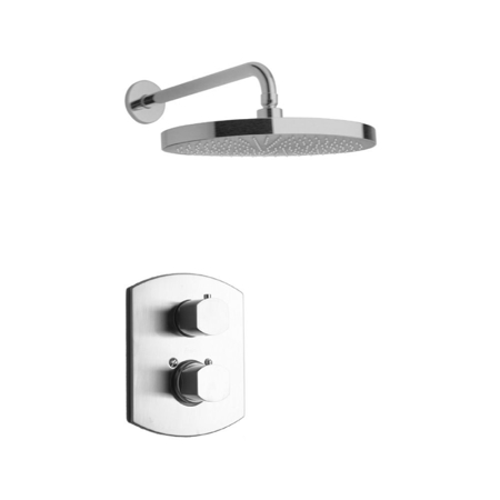 Galene Thermostatic Shower With 3/4" Ceramic Disc Volume Control, 3-Way Diverter, Slide Bar and 3 Body Jets in Brushed Nickel