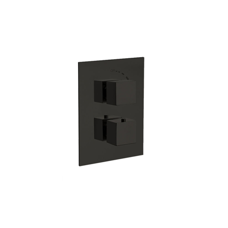 Quadro Thermostatic Valve With 3/4" Ceramic Disc Volume Control Matt Black