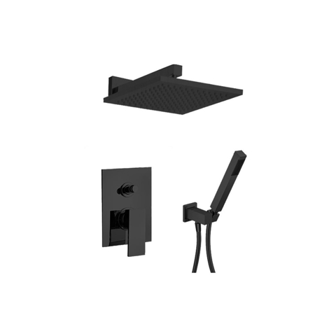 Doris Thermostatic Shower With (3) 3/4" Ceramic Disc Volume Control, shower head, Slide Bar and 3 Body Jets in Matt Black