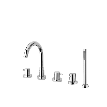 Oden roman tub with lever handles and diverter with hand held shower in Matt Black PVD