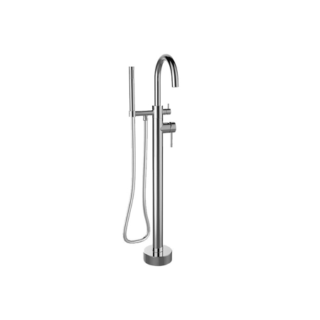 Oden free-standing floor-mounted tub filler with 1.8 GPM hand shower in Matt Black PVD