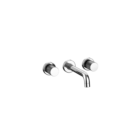 Lara wall-mount lavatory faucet with dual grip handles Brushed Nickel