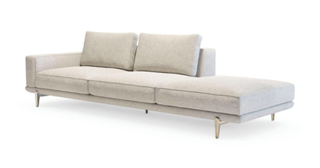 Milton MIT01 Side Unit Large Ottoman Right or Left Feet Polished Champagne