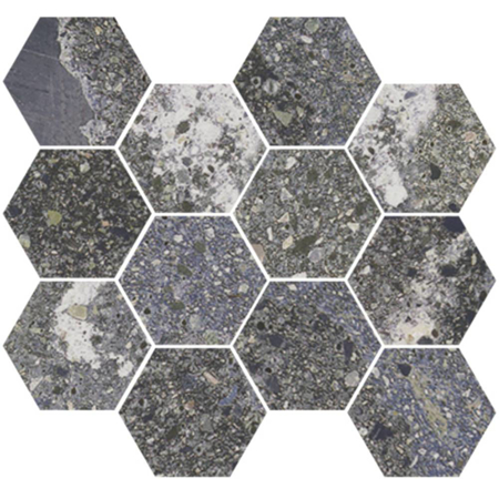 Lithops Lipan Stamp Nat. Mosaico Hexagonal 11,02”x11,81” Porcelain TIle