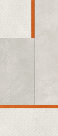 Korium White Orange Square Logo 48"x110" Porcelain Tile