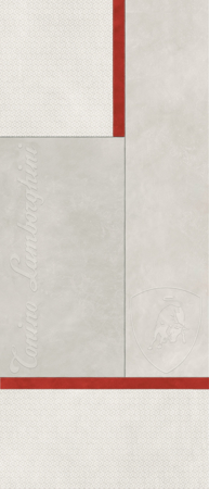 Korium White Red Square Logo 48"x110" Porcelain Tile
