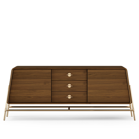 Holly Sideboard, Glossy Walnut Wood