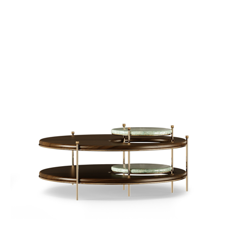 Byron Center Table, Matte Walnut Wood, Top: Nero Marquina Marble