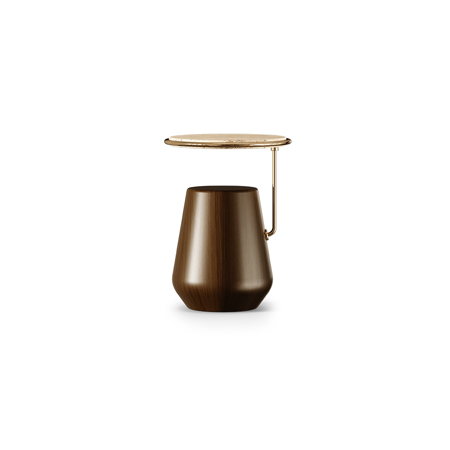 Haynes Side Table, Matte Walnut Wood, Top: Nero Marquina Marble