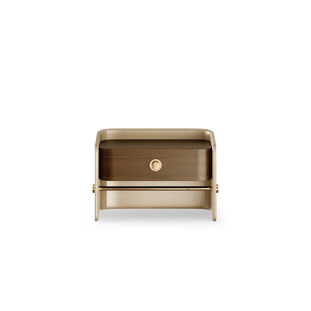 Platters Nightstand, Glossy Walnut Wood