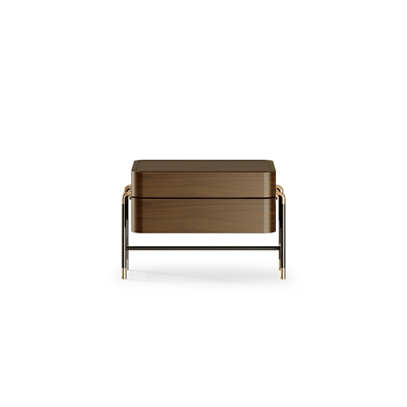 Bennett Nightstand, Glossy Walnut Wood