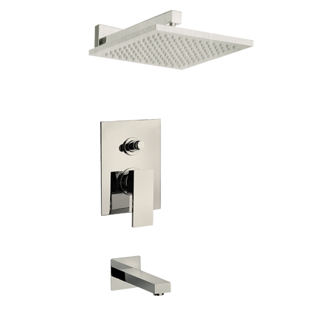Quadro Pressure Balance Tub & Shower Brushed Nickel