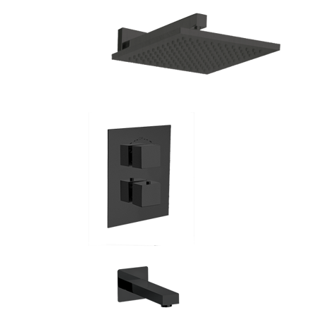 Quadro Thermostatic Tub & Shower Matt Black