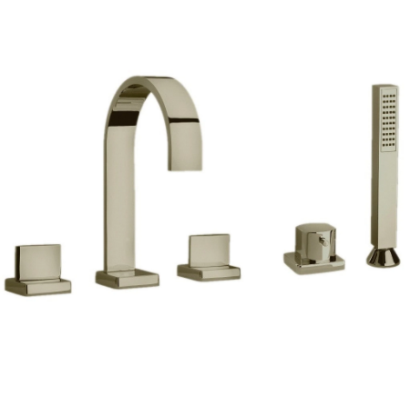 Novello Roman Tub With Lever Handles And A Diverter With Hand Held Shower Brushed Nickel