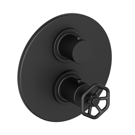 Lucia Thermostatic Valve With 3/4" Ceramic Disc Volume Control Matt Black