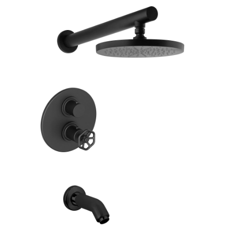 Lucia Thermostatic Tub & Shower Matt Black