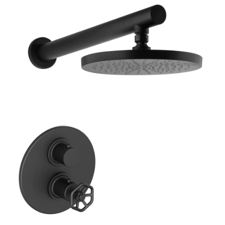 Lucia Thermostatic Tub & Shower Matt Black