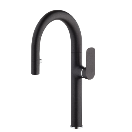 Single Handle Pull-down Spray kitchen Faucet Spout Rotates Black Metallic