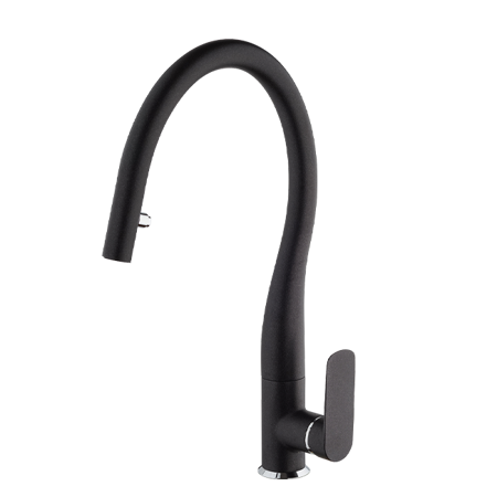 Single Handle Pull-down Spray kitchen Faucet Spout Rotates Matt Black