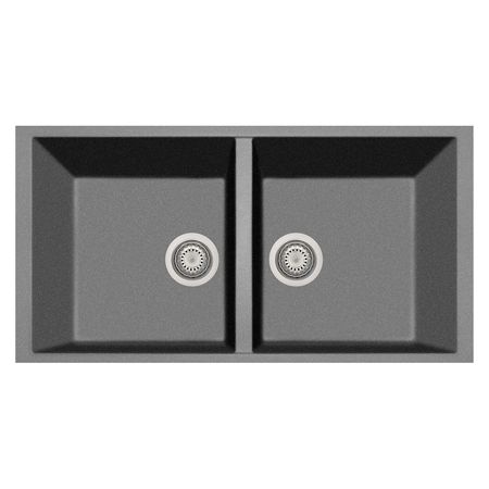 LaToscana Plados 34" x 18" Double Basin Granite Undermount Sink in a Titanium Finish