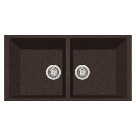 LaToscana Plados 34" x 18" Double Basin Granite Undermount Sink in Brown