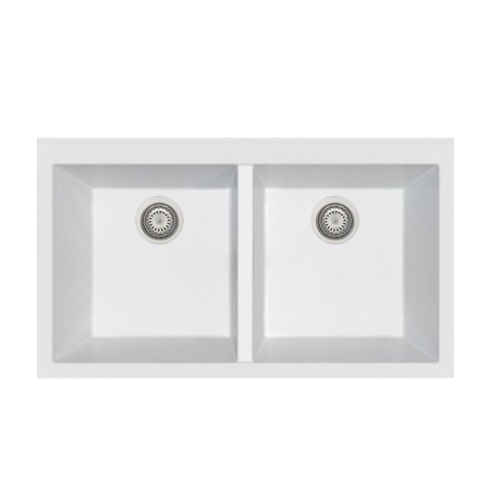 LaToscana Plados 33" x 22" Double Basin Granite Drop-In Sink in Milk White