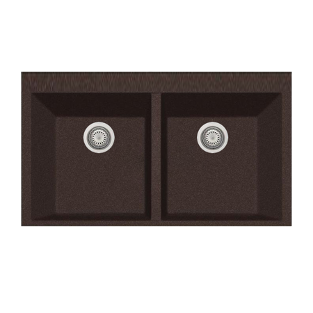 LaToscana Plados 33" x 22" Double Basin Granite Drop-In Sink in Brown