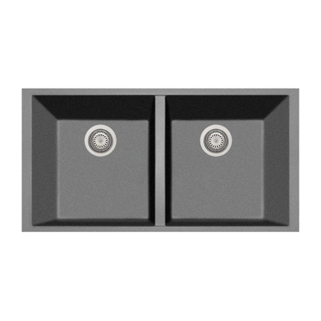 LaToscana Plados 33" x 22" Double Basin Granite Drop-In Sink in a Titanium Finish