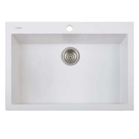 LaToscana Plados 30" x 20" Single Basin Granite Drop-In Sink in a Milk White