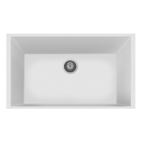 LaToscana Plados 33" x 22" Single Basin Granite Undermount Sink in Milk White