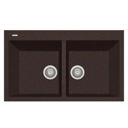 LaToscana Plados 34" x 20" Double Basin Granite Drop-In Sink in Brown