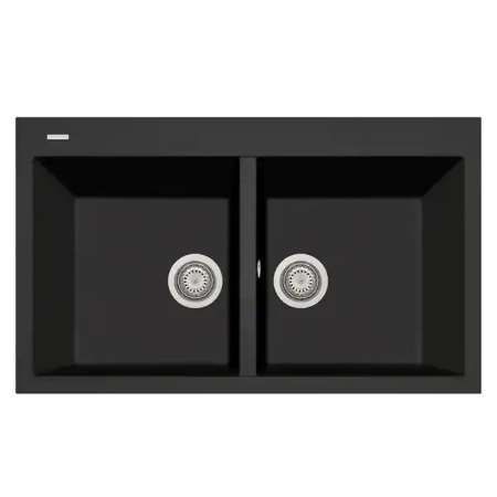 LaToscana Plados 34" x 20" Double Basin Granite Drop-In Sink in Black