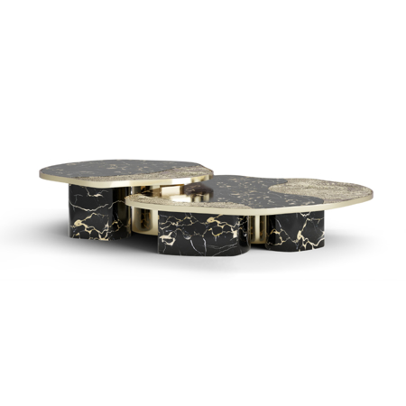 OPHELIA PORTORO MARBLE AND BLACK CENTER TABLE SMALL