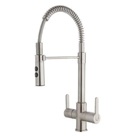 Kitchen Faucet With Spout Rotates Brushed Nickel