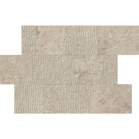 Travertine Mosaic Nativa Falda Tibur Lapis Mix 12"X16" 3/8"