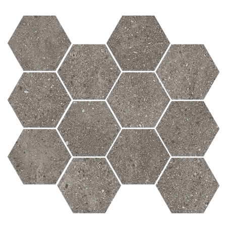 Lithops Grey Nat. Mosaico Hexagonal 11,02”x11,81” Porcelain Tile