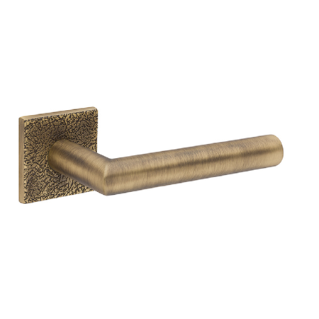Silves Leather Lever Handle, Matte Antique Brass