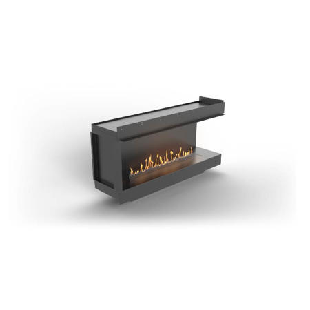 Right Corner Bioethanol Fireplace with Prime Fire 46 7/8" Burner, Forma 60"