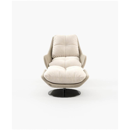Sophia Armchair with Ottoman, Seoul Sand leather