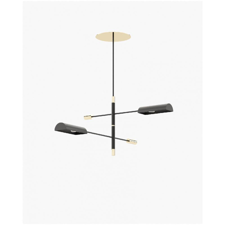 Randolph Suspension Lamp, Gilded Polished Stainless Steel