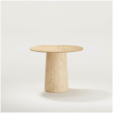 Anchor Tall Side Table Travertine/Oak