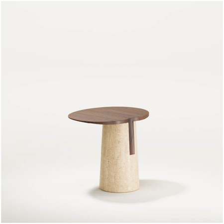 Anchor Side Table Travertine/Walnut