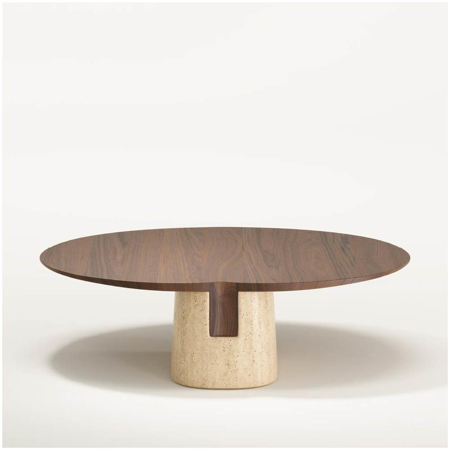 Anchor Coffee Table Travertine/Walnut