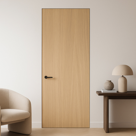 White Oak Flush with Wall Modern Interior Door Filo Muro  2'-8" x 8'-0" Left