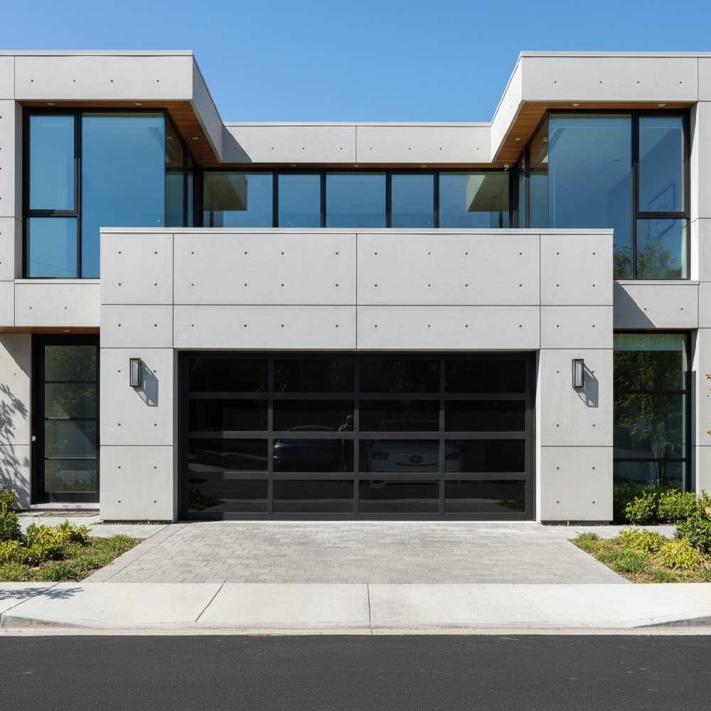 Full View Glass Garage Door 8×8 Alumi Black | Hintex - | HINTEX