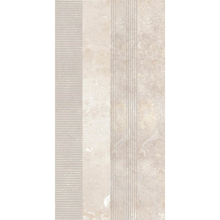 Italian Porcelain Mosaic Carrière du Kronos Bruges Texture Mix 2"X16" 3/8" Natural