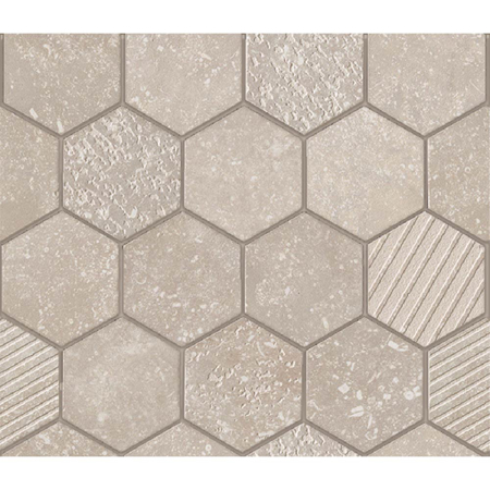Italian Porcelain Mosaic Carrière du Kronos Bruges Exa 10" x 11 5/8" 3/8" Natural